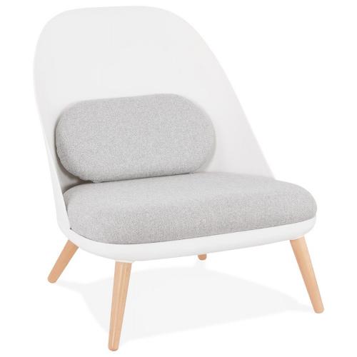 Fauteuil lounge design scandinave AGAVE (blanc, gris clair)