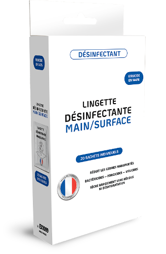 Lingette désinfectante main/surface