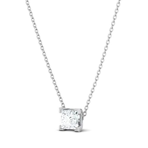 Pendentif Solitaire Taille Princesse Élégant