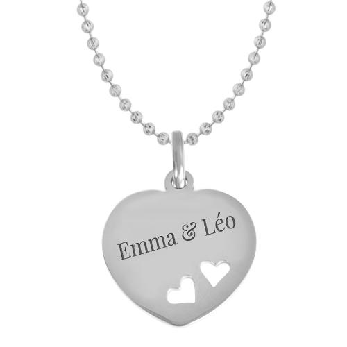 Pendentif cœur avec petits coeurs personnalisé - 2440