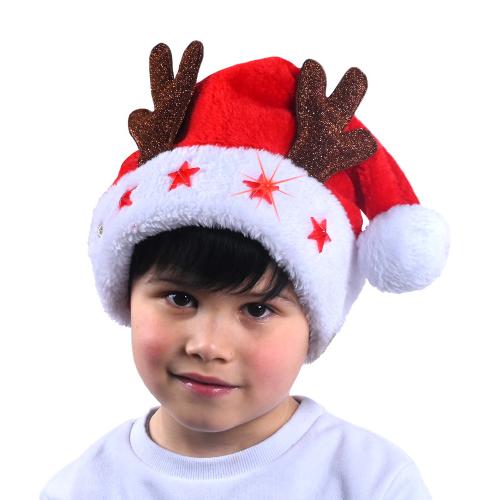 Bonnet Noel Enfant Lumineux Peluche Epaisse