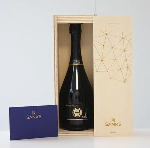 Coffret champagne SANKS bois