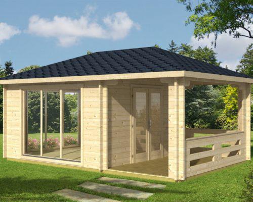 CABANE DE JARDIN 12M2 AVEC TERRASSE ANETTE / 44MM / 12M2