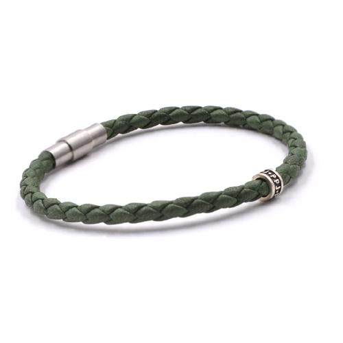 BRACELET HOMME CUIR VERT OLIVE 1 TOUR