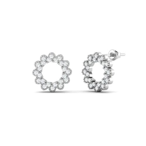 Boucles d'Oreilles Pavé Couronne avec Pierres Précieuses