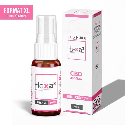 Huile CBD 15% base MCT 30ml Hexa3