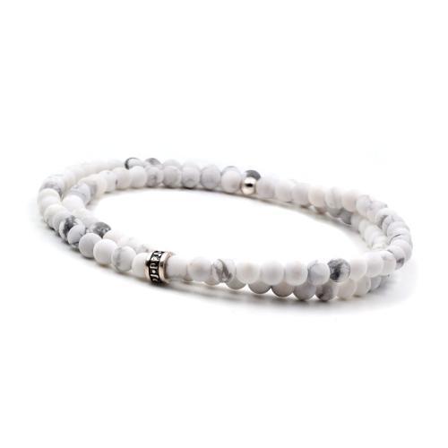 BRACELET HOMME PPJ 2 TOURS HOWLITE MAT 4 MM