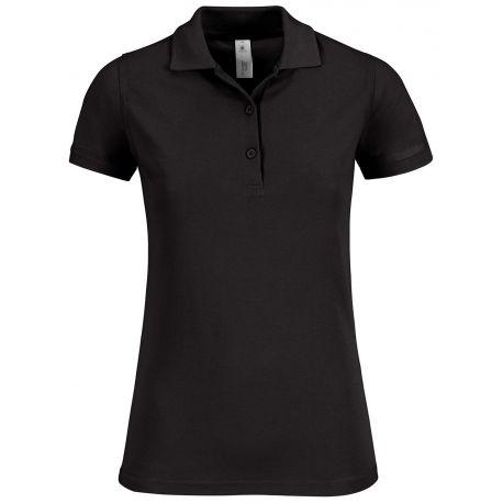 Polo safran femme allongé manches courtes en coton ringspun