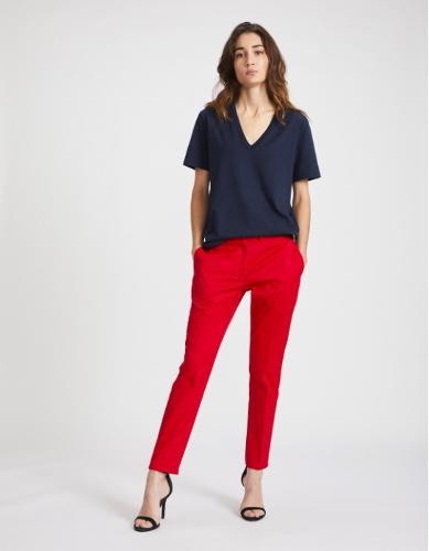 PANTALON CHINO FEMME - ROUGE