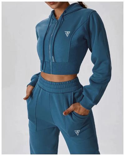 ENSEMBLE COURT À CAPUCHE ET PANTALON DE JOGGING - Blue - XL