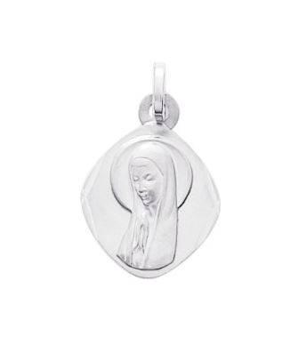 Médaille en or blanc avec vierge 18 carats 1g