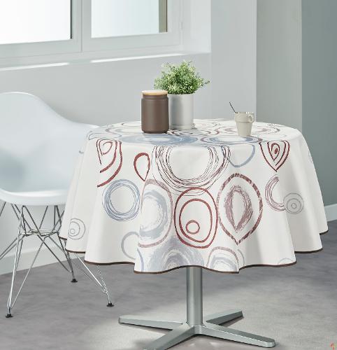 Nappe ronde anti tâche – Blanche et Spirales