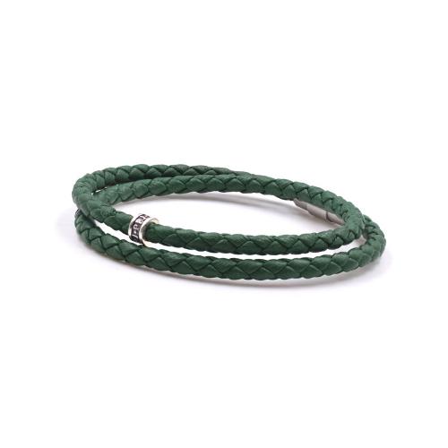 BRACELET HOMME PPJ CUIR VERT SAPIN 2 TOURS