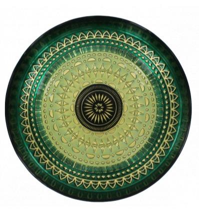 PLATEAU EN VERRE PAISLEY ARTISANAL VERT 34 5 CM