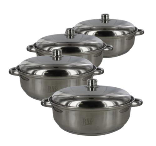 SET DE 4 MARMITES GASTRO AVEC COUVERCLE 26 / 28 / 30 / 32